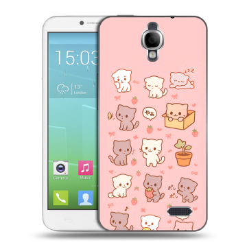Силиконовый чехол на Alcatel One Touch Idol с принтом Hello Kitty Хелоу Кити