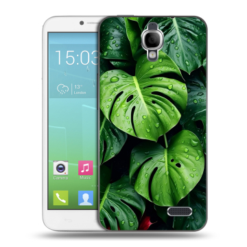 Силиконовый чехол на Alcatel One Touch Idol с принтом Листья