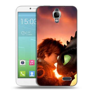Силиконовый чехол на Alcatel One Touch Idol с принтом Как приручить дракона