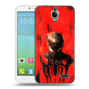 Силиконовый чехол на Alcatel One Touch Idol с принтом человек паук spiderman