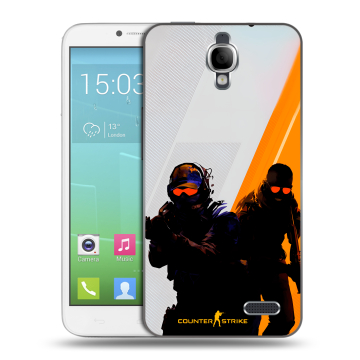 Силиконовый чехол на Alcatel One Touch Idol с принтом Контер страйк Counter strike