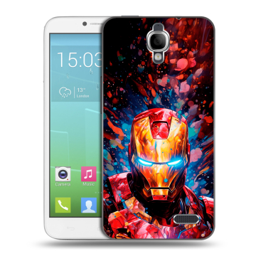 Силиконовый чехол на Alcatel One Touch Idol с принтом Железный человек Ironman