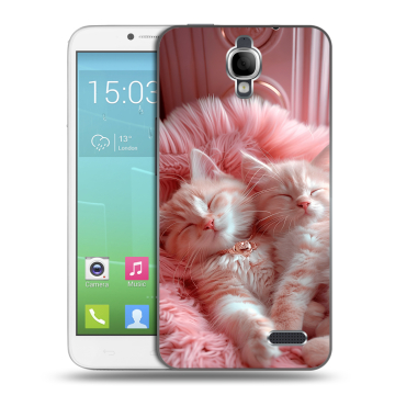 Силиконовый чехол на Alcatel One Touch Idol с принтом котята котики Силиконовый чехол на Alcatel One Touch Idol с принтом котята котики