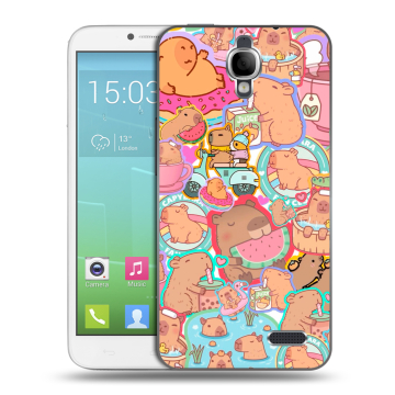 Силиконовый чехол на Alcatel One Touch Idol с принтом капибары
