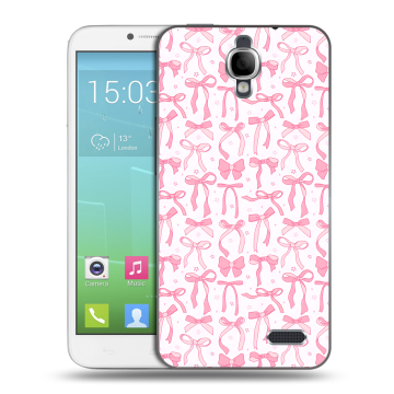Силиконовый чехол на Alcatel One Touch Idol с принтом Розовые бантики