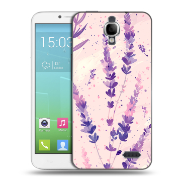 Силиконовый чехол на Alcatel One Touch Idol с принтом цветы лаванда