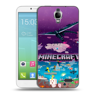 Силиконовый чехол на Alcatel One Touch Idol с принтом Майнкрафт Minecraft