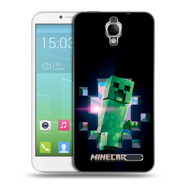 Силиконовый чехол на Alcatel One Touch Idol с принтом Майнкрафт Minecraft