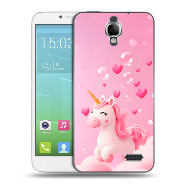 Силиконовый чехол на Alcatel One Touch Idol с принтом Единорог Силиконовый чехол на Alcatel One Touch Idol с принтом Единорог