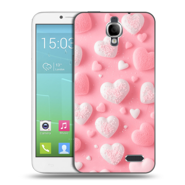 Силиконовый чехол на Alcatel One Touch Idol с принтом Сердечки Силиконовый чехол на Alcatel One Touch Idol с принтом Сердечки