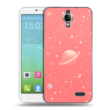 Силиконовый чехол на Alcatel One Touch Idol с принтом Розовый космос Силиконовый чехол на Alcatel One Touch Idol с принтом Розовый космос