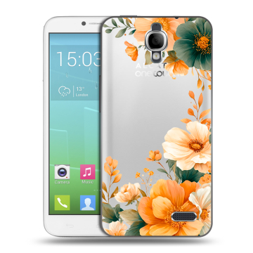 Силиконовый чехол на Alcatel One Touch Idol с принтом Цветы принт Силиконовый чехол на Alcatel One Touch Idol с принтом Цветы принт