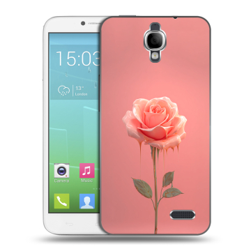 Силиконовый чехол на Alcatel One Touch Idol с принтом Розовая роза Силиконовый чехол на Alcatel One Touch Idol с принтом Розовая роза