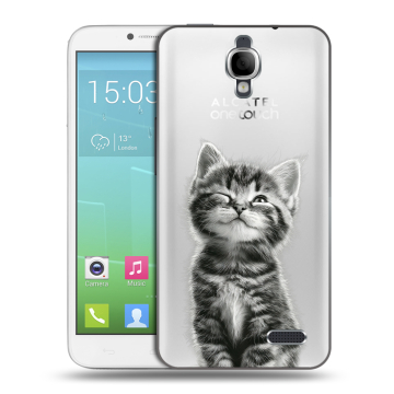 Силиконовый чехол на Alcatel One Touch Idol с принтом Котенок