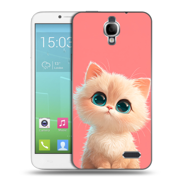 Силиконовый чехол на Alcatel One Touch Idol с принтом Розовый котенок Силиконовый чехол на Alcatel One Touch Idol с принтом Розовый котенок
