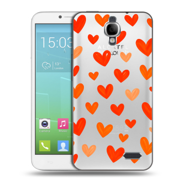 Силиконовый чехол на Alcatel One Touch Idol с принтом Сердечки Силиконовый чехол на Alcatel One Touch Idol с принтом Сердечки