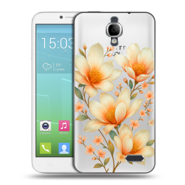 Силиконовый чехол на Alcatel One Touch Idol с принтом Цветы Силиконовый чехол на Alcatel One Touch Idol с принтом Цветы