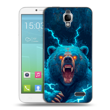 Силиконовый чехол на Alcatel One Touch Idol с принтом Медведь Силиконовый чехол на Alcatel One Touch Idol с принтом Медведь