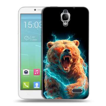 Силиконовый чехол на Alcatel One Touch Idol с принтом Медведь Силиконовый чехол на Alcatel One Touch Idol с принтом Медведь