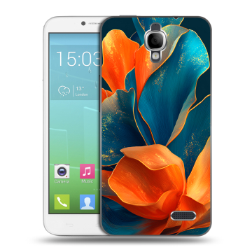 Силиконовый чехол на Alcatel One Touch Idol с принтом Цветы Силиконовый чехол на Alcatel One Touch Idol с принтом Цветы