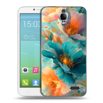 Силиконовый чехол на Alcatel One Touch Idol с принтом Цветы Силиконовый чехол на Alcatel One Touch Idol с принтом Цветы