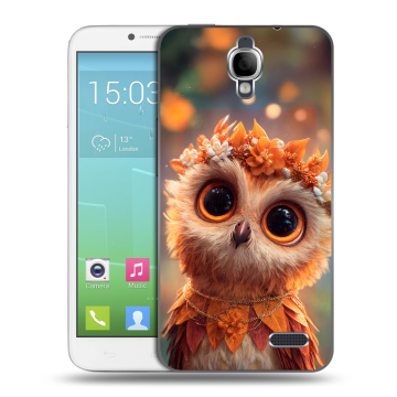 Силиконовый чехол на Alcatel One Touch Idol с принтом Милая сова Силиконовый чехол на Alcatel One Touch Idol с принтом Милая сова