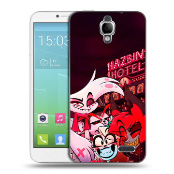 Силиконовый чехол на Alcatel One Touch Idol с принтом Hazbin Hotel Отель Хазбин