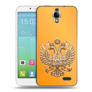 Силиконовый чехол на Alcatel One Touch Idol с принтом Герб Флаг России Силиконовый чехол на Alcatel One Touch Idol с принтом Герб Флаг России