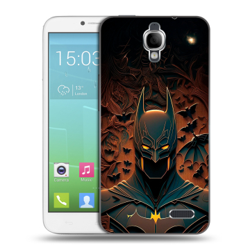 Силиконовый чехол на Alcatel One Touch Idol с принтом Batman Бэтмен Силиконовый чехол на Alcatel One Touch Idol с принтом Batman Бэтмен