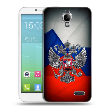 Силиконовый чехол на Alcatel One Touch Idol с принтом Флаг России Силиконовый чехол на Alcatel One Touch Idol с принтом Флаг России