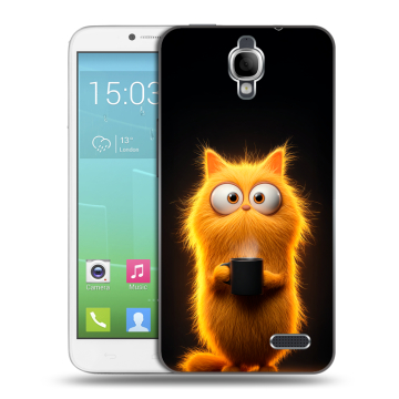 Силиконовый чехол на Alcatel One Touch Idol с принтом Смешной кот
