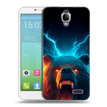 Силиконовый чехол на Alcatel One Touch Idol с принтом Медведь Силиконовый чехол на Alcatel One Touch Idol с принтом Медведь