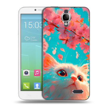 Силиконовый чехол на Alcatel One Touch Idol с принтом Красивый кот Силиконовый чехол на Alcatel One Touch Idol с принтом Красивый кот