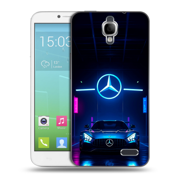 Силиконовый чехол на Alcatel One Touch Idol с принтом Mercedes Мерседес