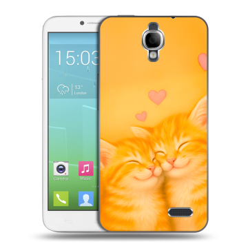Силиконовый чехол на Alcatel One Touch Idol с принтом Милые котята