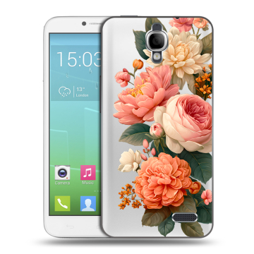 Силиконовый чехол на Alcatel One Touch Idol с принтом цветы Силиконовый чехол на Alcatel One Touch Idol с принтом цветы
