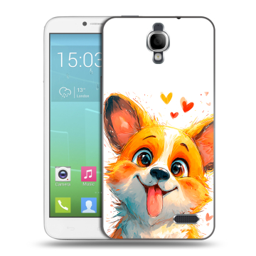 Силиконовый чехол на Alcatel One Touch Idol с принтом корги