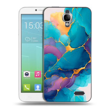 Силиконовый чехол на Alcatel One Touch Idol с принтом Мрамор блестки Силиконовый чехол на Alcatel One Touch Idol с принтом Мрамор блестки