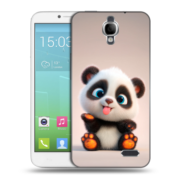 Силиконовый чехол на Alcatel One Touch Idol с принтом милая панда
