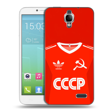 Силиконовый чехол на Alcatel One Touch Idol с принтом Флаг Герб СССР Силиконовый чехол на Alcatel One Touch Idol с принтом Флаг Герб СССР