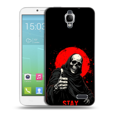 Силиконовый чехол на Alcatel One Touch Idol с принтом смешной скелет Силиконовый чехол на Alcatel One Touch Idol с принтом смешной скелет