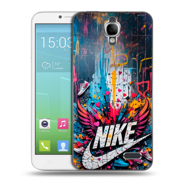 Силиконовый чехол на Alcatel One Touch Idol с принтом Nike Найк