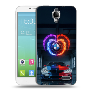 Силиконовый чехол на Alcatel One Touch Idol с принтом BMW БМВ