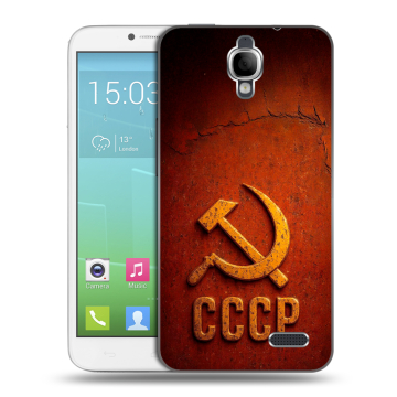 Силиконовый чехол на Alcatel One Touch Idol с принтом Флаг Герб СССР