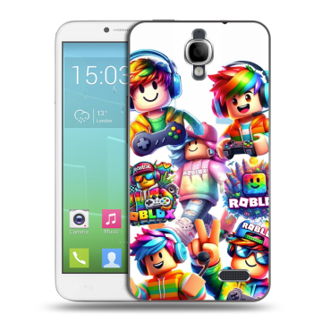 Силиконовый чехол на Alcatel One Touch Idol с принтом Roblox Роблокс