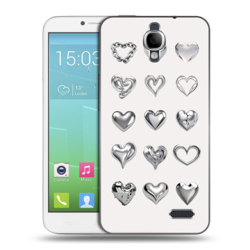 Силиконовый чехол на Alcatel One Touch Idol с принтом Y2K сердечки