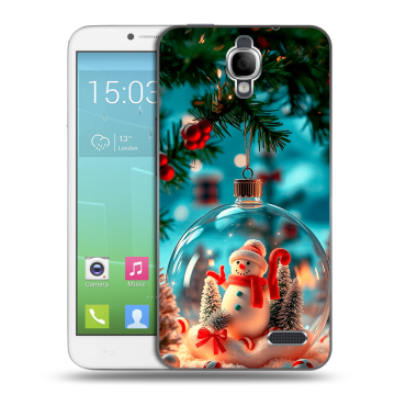Силиконовый чехол на Alcatel One Touch Idol с принтом Новый год Силиконовый чехол на Alcatel One Touch Idol с принтом Новый год