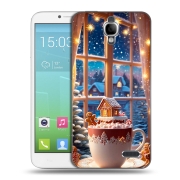 Силиконовый чехол на Alcatel One Touch Idol с принтом Новый год Силиконовый чехол на Alcatel One Touch Idol с принтом Новый год