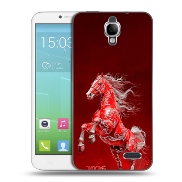 Силиконовый чехол на Alcatel One Touch Idol с принтом Новый год Силиконовый чехол на Alcatel One Touch Idol с принтом Новый год