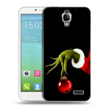 Силиконовый чехол на Alcatel One Touch Idol с принтом Новый год Гринч Силиконовый чехол на Alcatel One Touch Idol с принтом Новый год Гринч